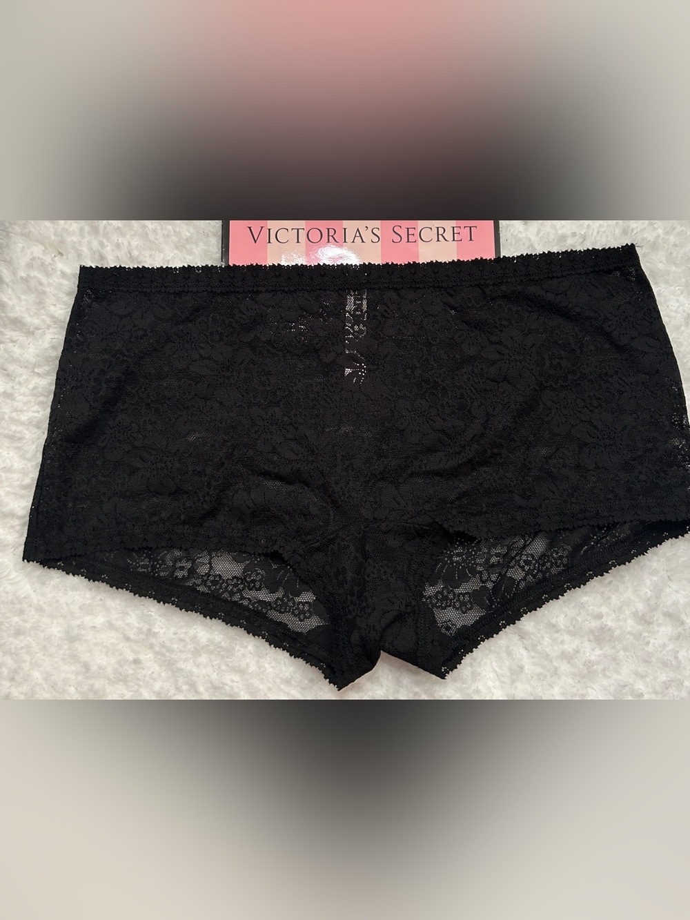 Victoria's Secret PINK Black Lace Boyshort Panty